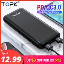 Load image into Gallery viewer, TOPK 10000mAh Power Bank 18W USB Type C External Batteries